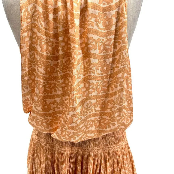 Current Air Los Angeles The Wyland Dress Smocked Mini Orange Floral Size Small - Picture 11 of 15